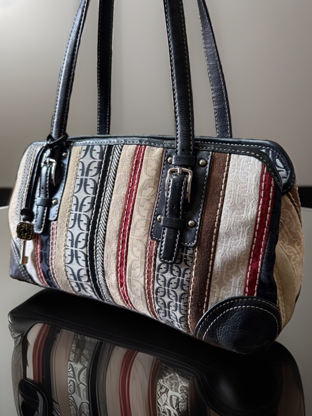 🗝️ Vintage Fossil ZB2301 Y2K Patchwork Shoulder Bag